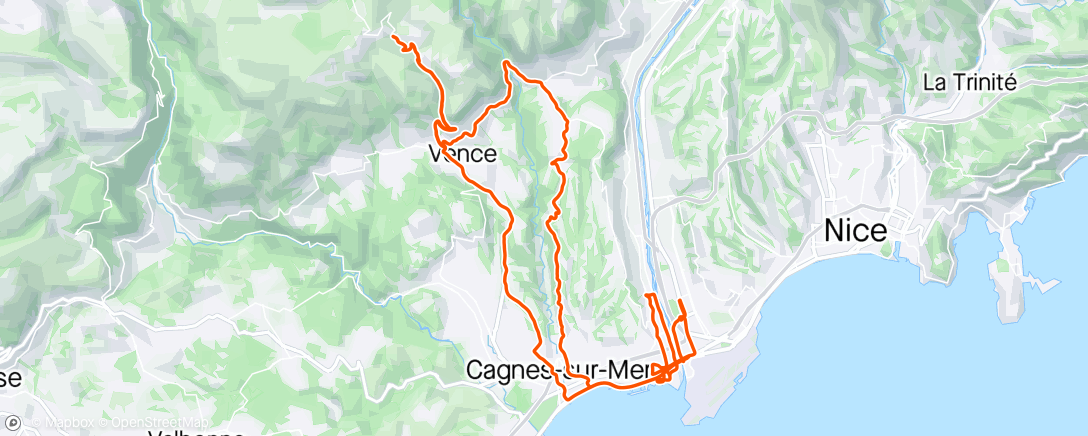 Map of the activity, 3/4 du col de Vence avec les Falabraks