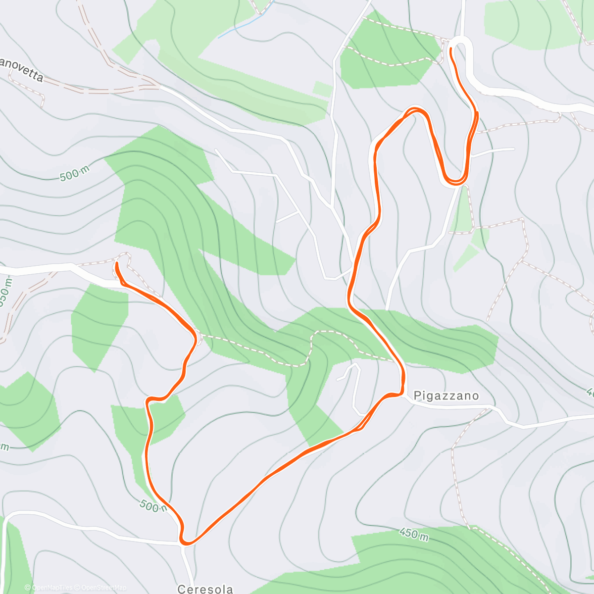 Map of the activity, Colline Piacenza 🌳🌄 - 🔋 442 Wh