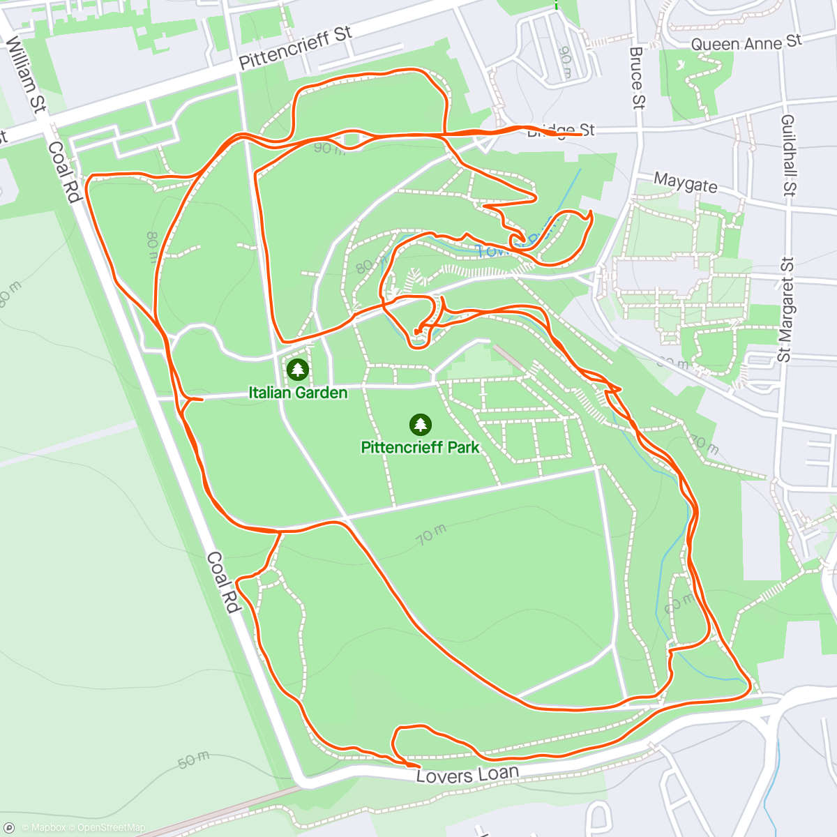 Map of the activity, Pittencrieff Park plod