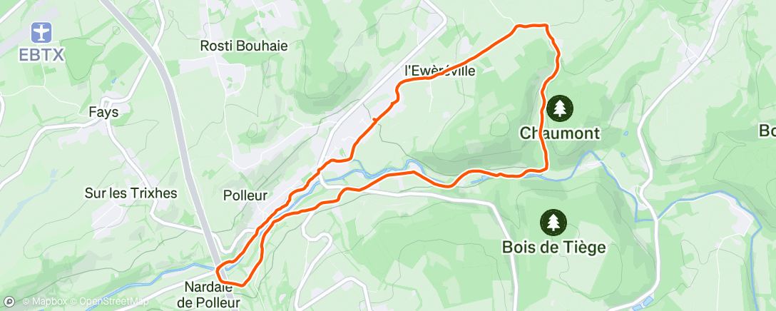 Map of the activity, Balade via Jehanster-Neufmarteau-Polleur
