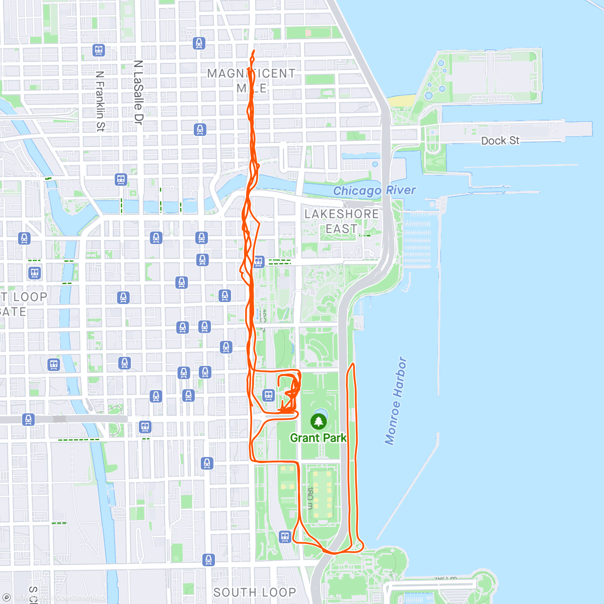 活动地图，Chicago BGR Run Mag Mile 10k/ EW Marathon Training Week 7