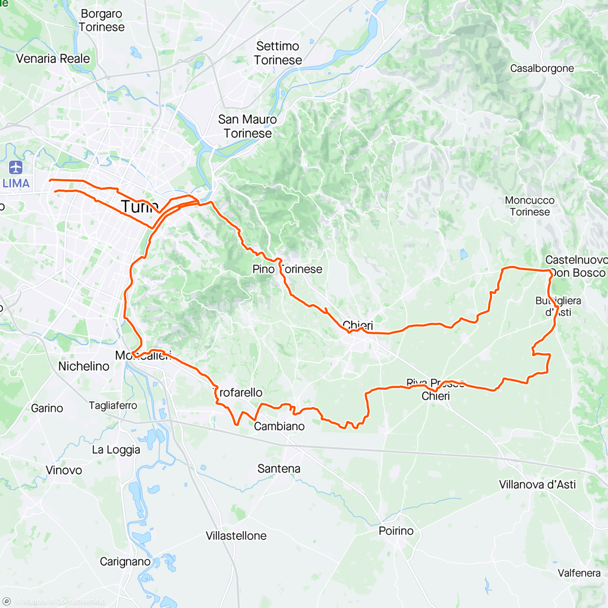 Mapa de la actividad (Collina di Torino con i bro)