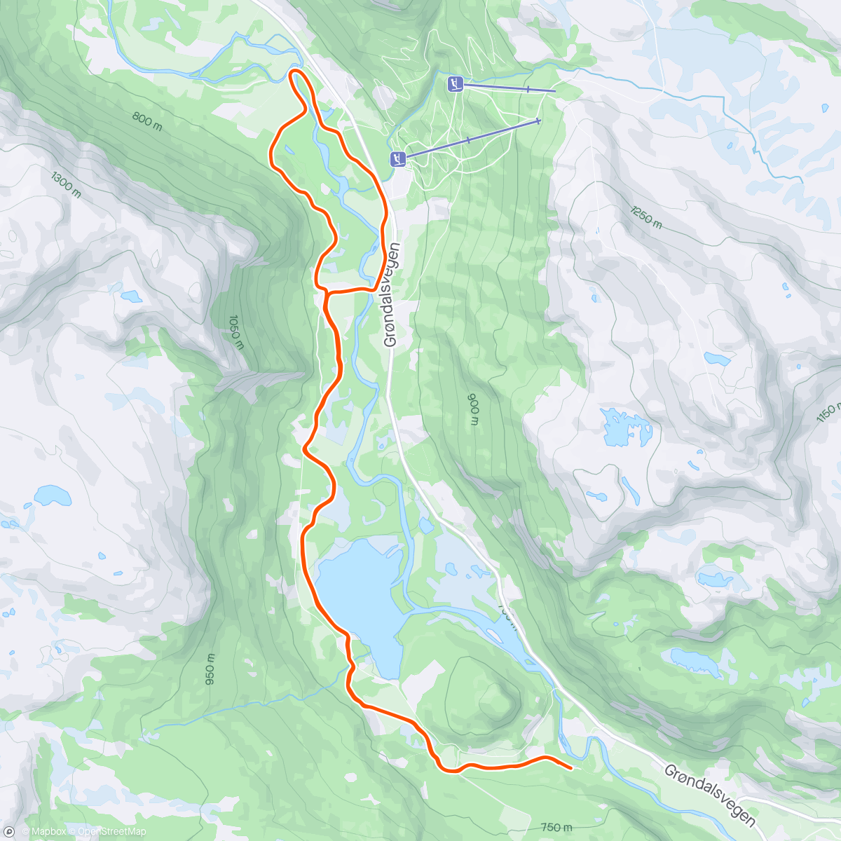 Map of the activity, Morning Nordic Ski i nysnø og null-føre