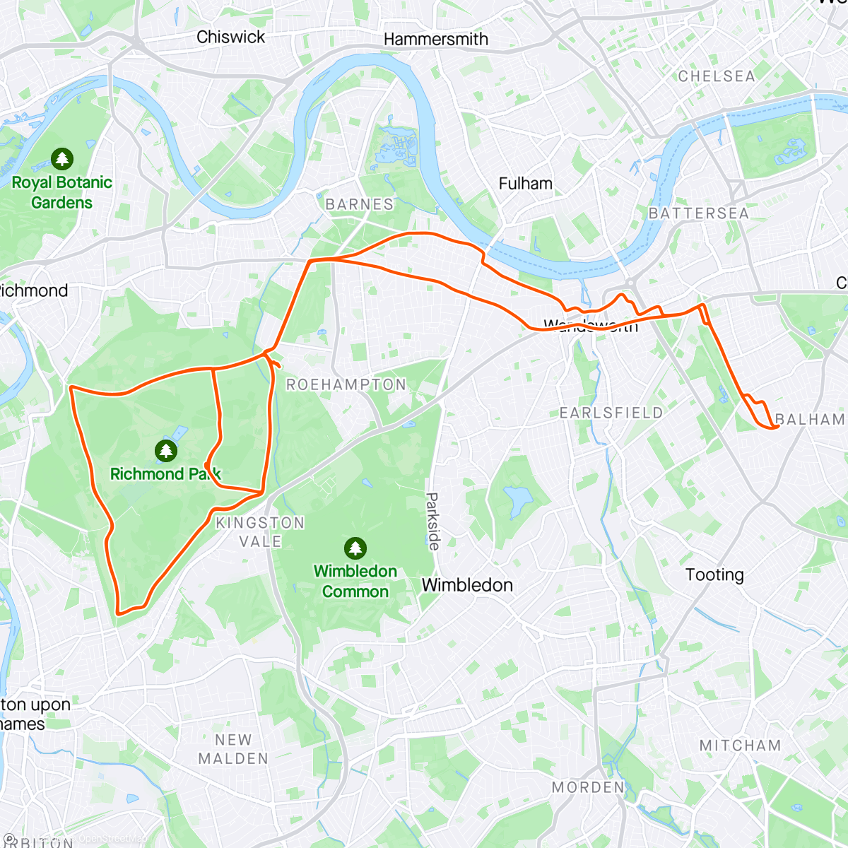 Map of the activity, London Dynamo CC park laps