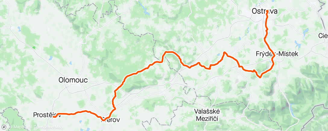 Map of the activity, Czech Tour 1. etapa