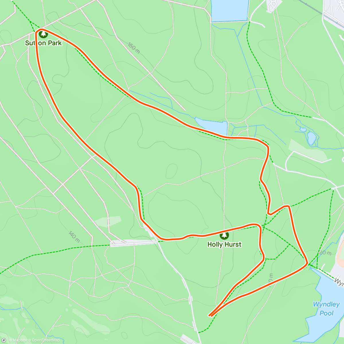 Mapa de la actividad, Sutton Park parkrun