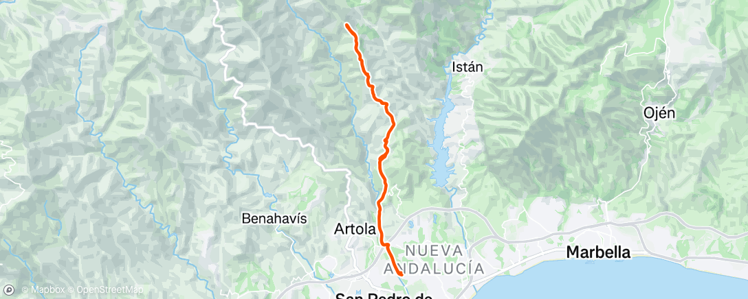 Map of the activity, Bicicleta de montaña eléctrica vespertina