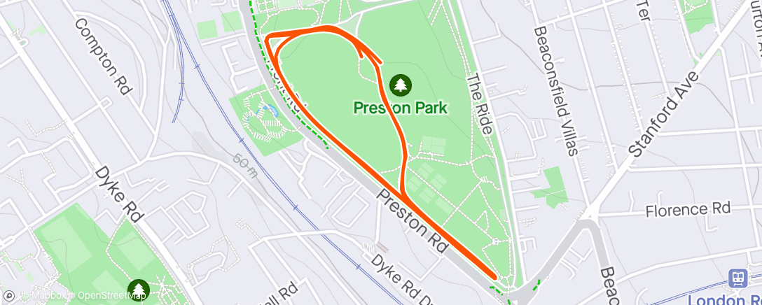Map of the activity, Preston Park parkrun 04/05/24 👶🏻