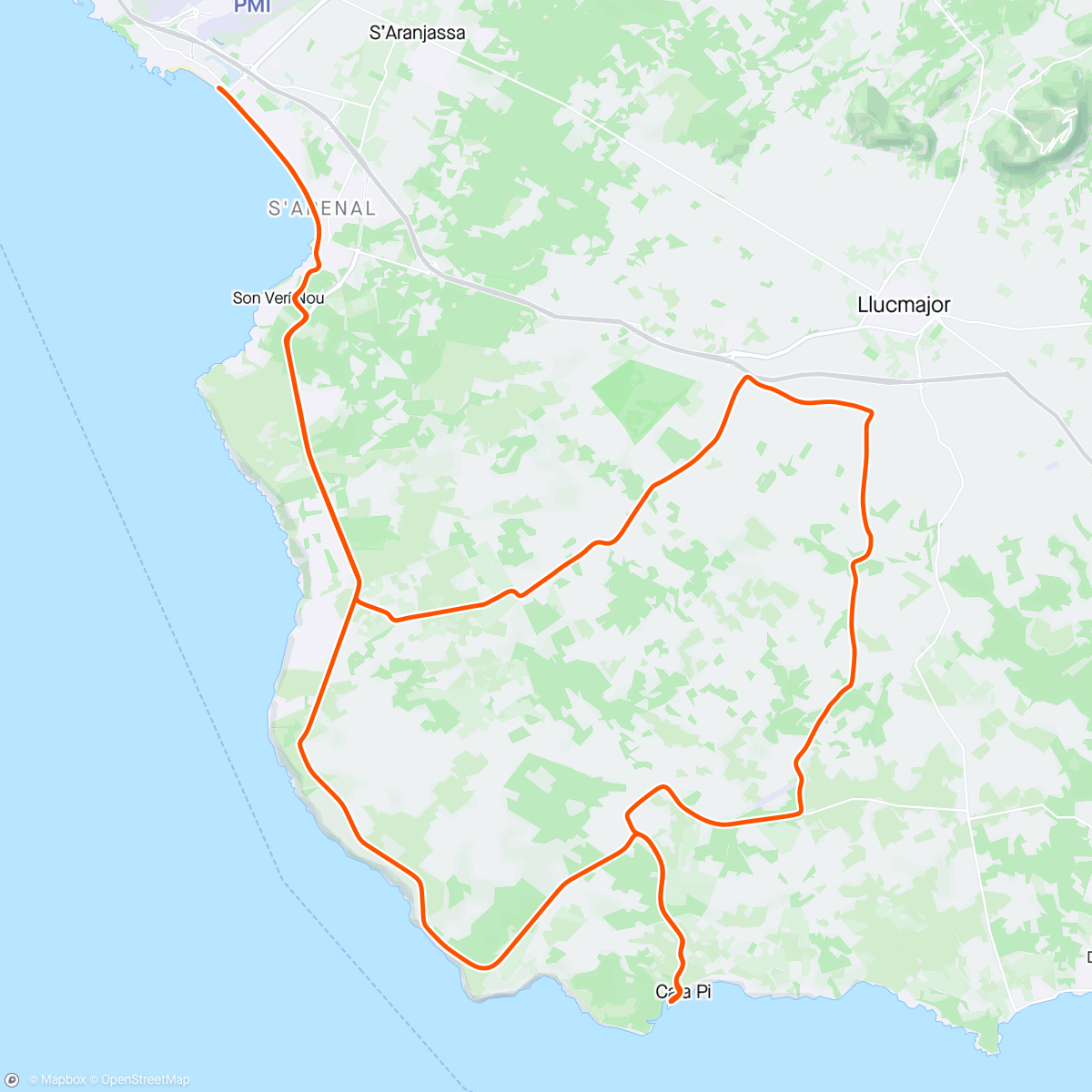 Map of the activity, Cala Pi i motvind
