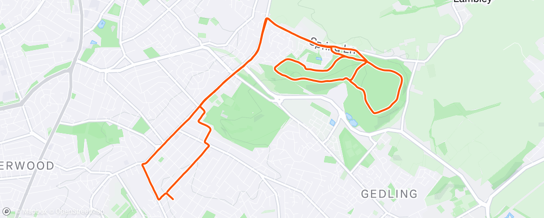 Map of the activity, Gedling Parkrun #303 +