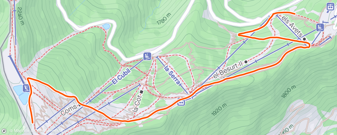Map of the activity, Esquí fuera de pista a la hora del almuerzo