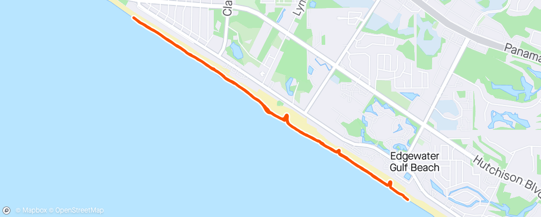 Map of the activity, Walk/run Panama Beach