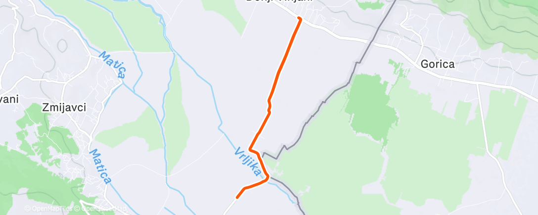 Map of the activity, Afternoon Run