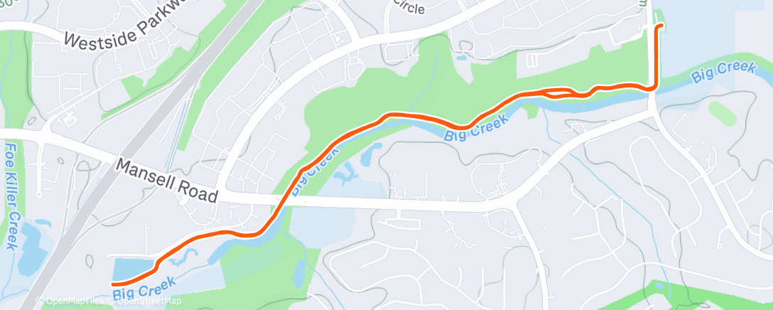 Map of the activity, 4 miles easy