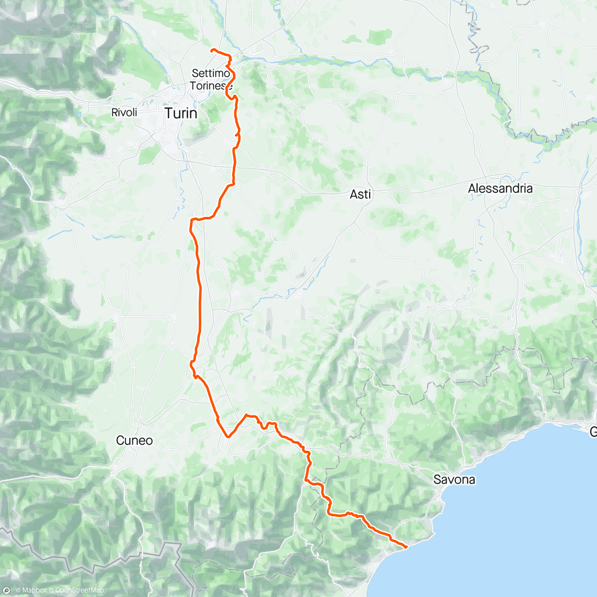 Mapa da atividade, Torino - Finale Ligure