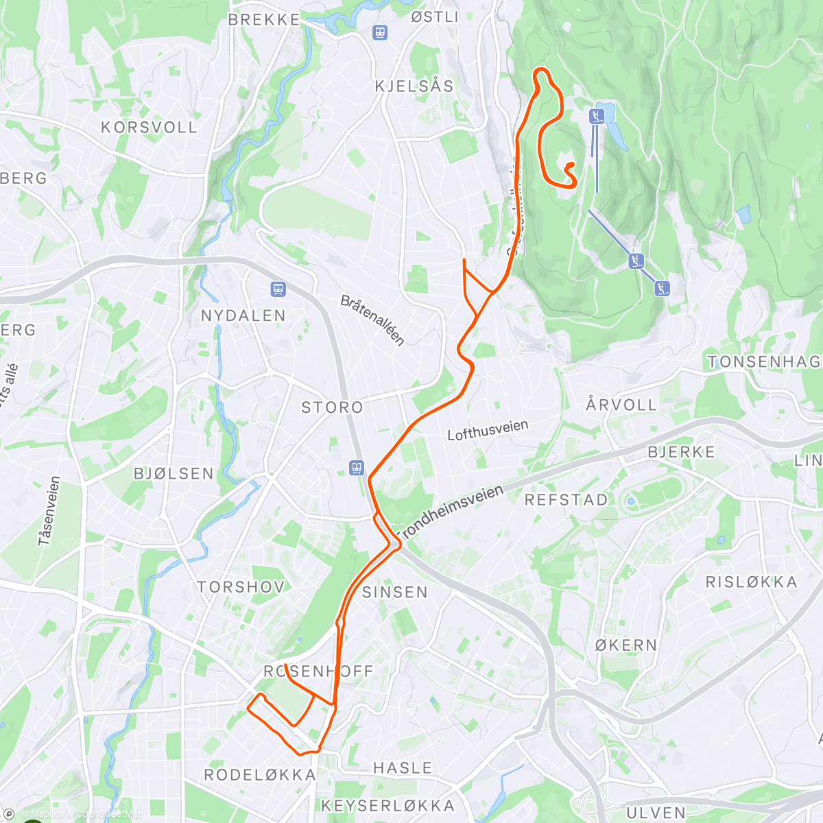 Map of the activity, Oslo Grefsenkollen x3