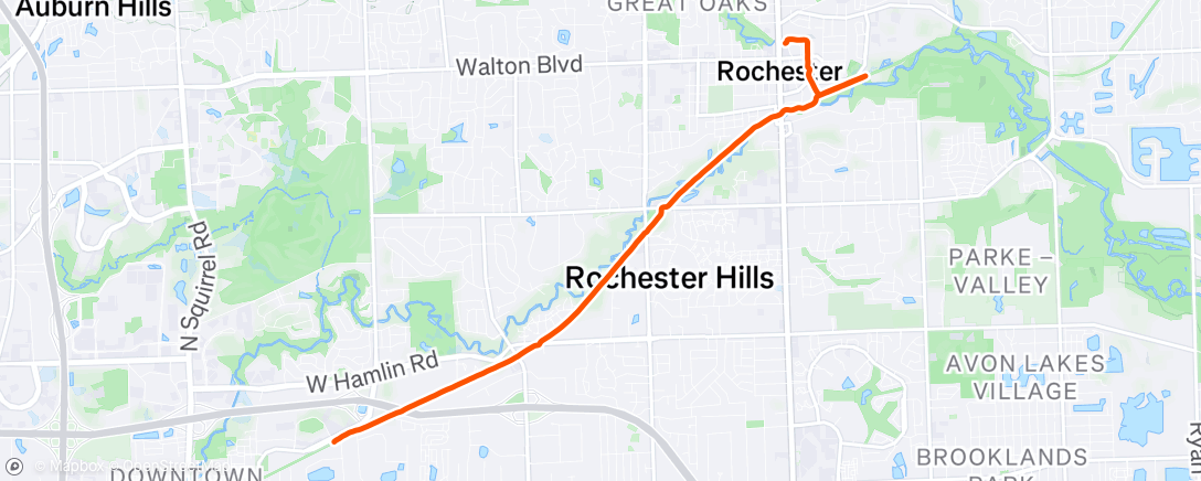 Map of the activity, Run_Clinton River Trail
