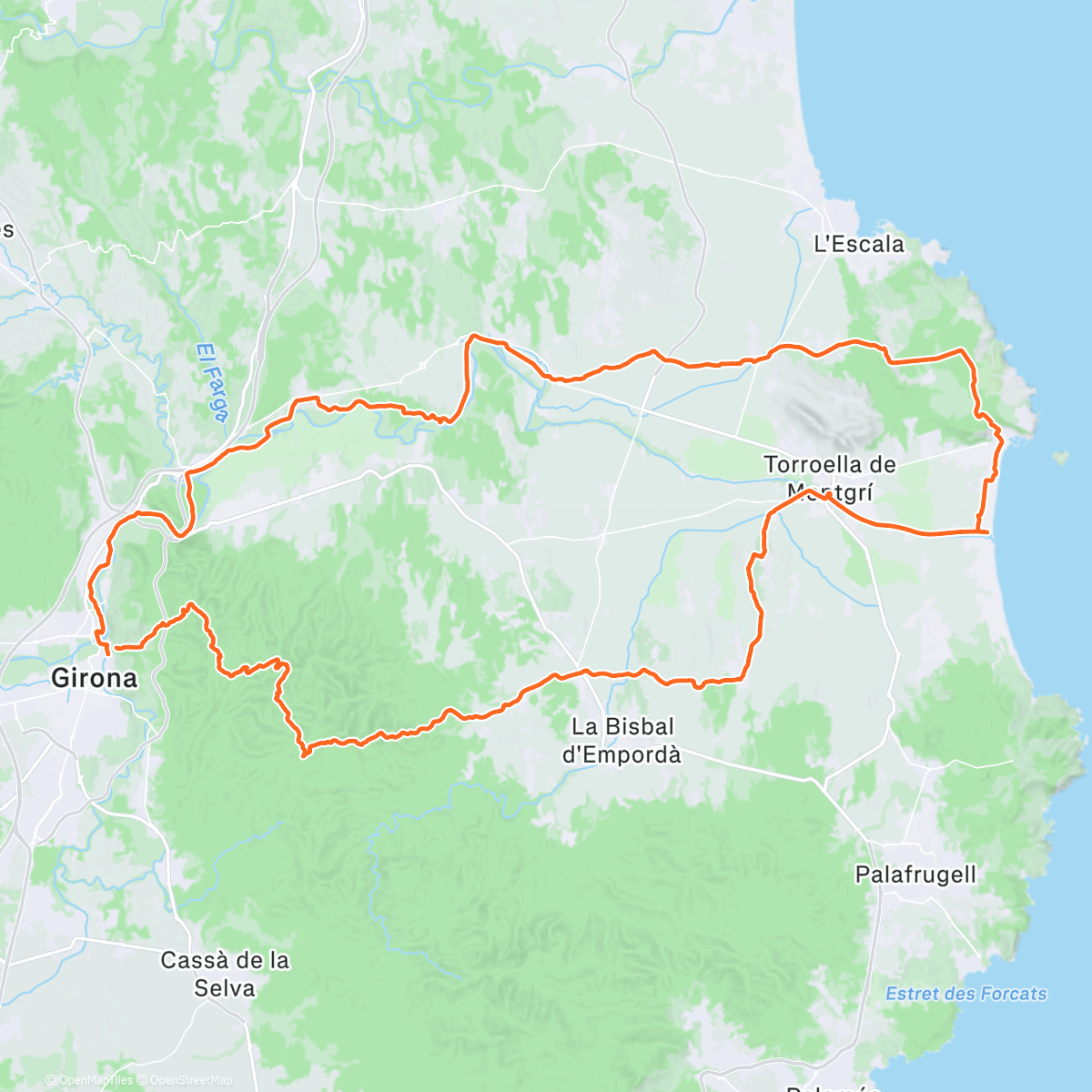 Map of the activity, 14-02-2026 Empordà Gravel (mud) with Gert