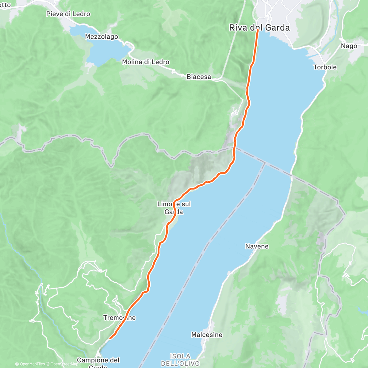 Карта физической активности (ROUVY - Lago di Garda North West | Italy)