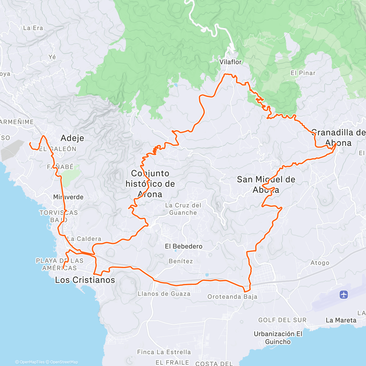 Map of the activity, Tenerife: Vilaflor