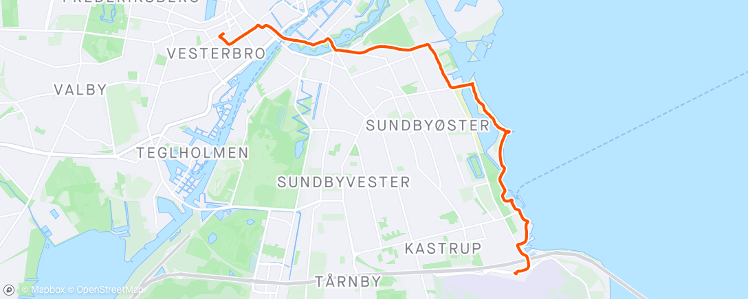 Map of the activity, Copenhagen downtown to airport