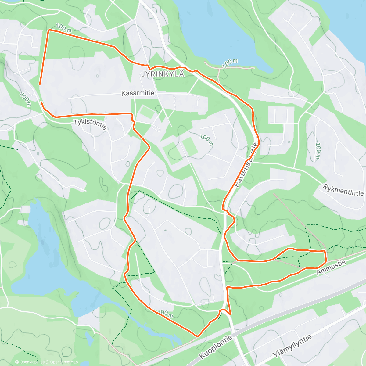 Map of the activity, Lunch Trail Run