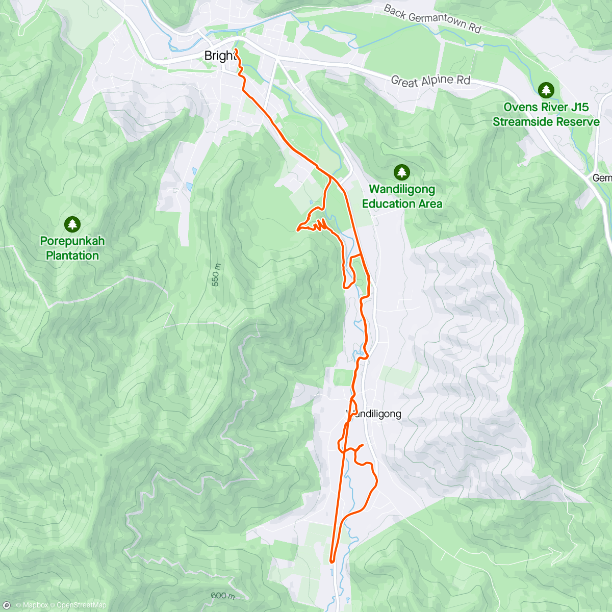 Map of the activity, Ellie ride to the orchard and back via Flomingo