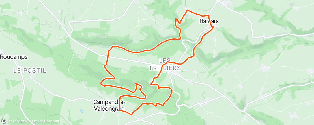 Map of the activity, 1h20 running trail