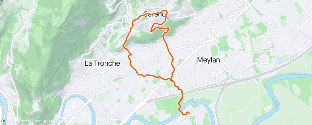 Map of the activity, Course à pied le midi