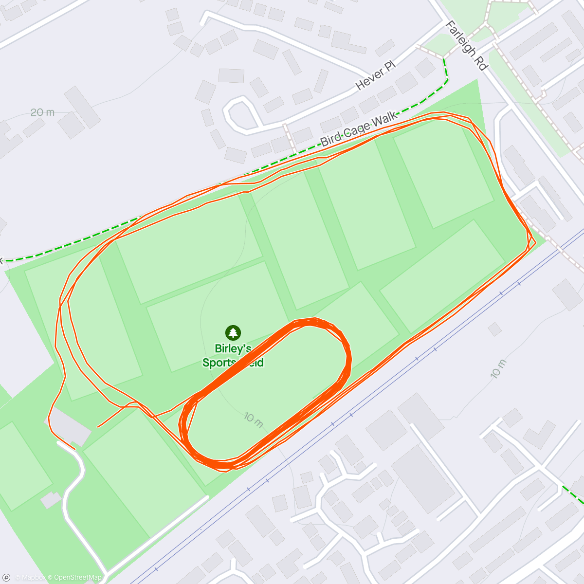 Map of the activity, Harriers track session