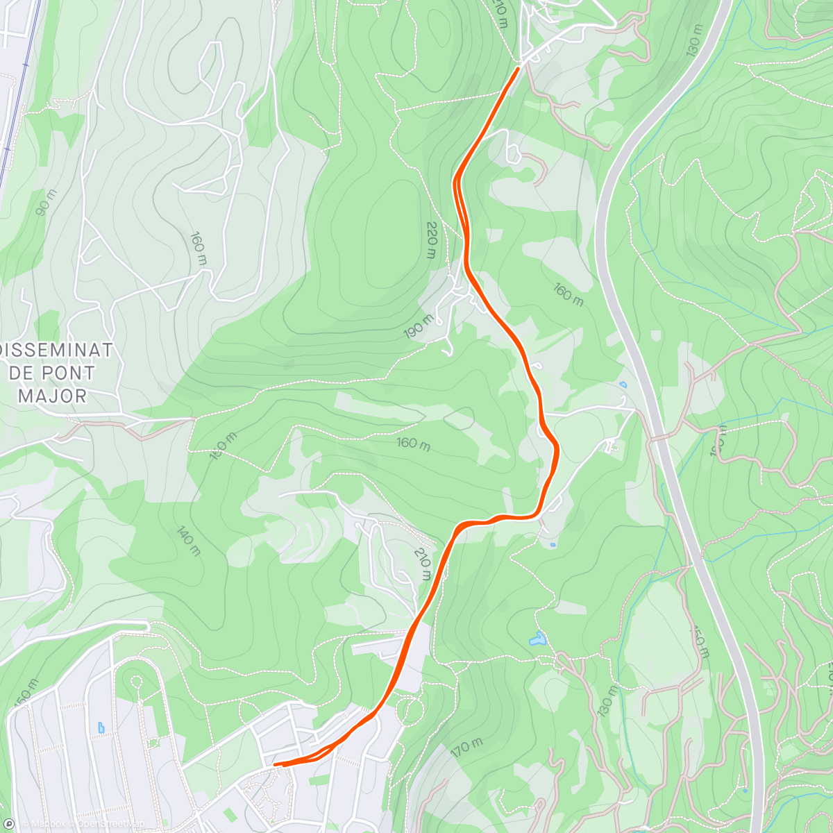 Mapa de la actividad (5 min jog / 2 min walk X4)
