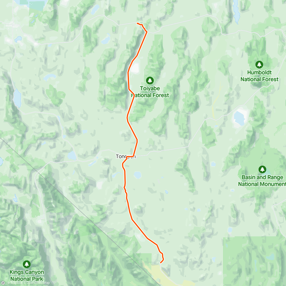Map of the activity, Gamblers 1000k (Day 2: Austin to Beatty, NV)