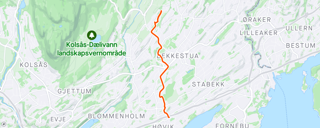Map of the activity, Afternoon Run hjem fra jobb + 20x45/15 sek