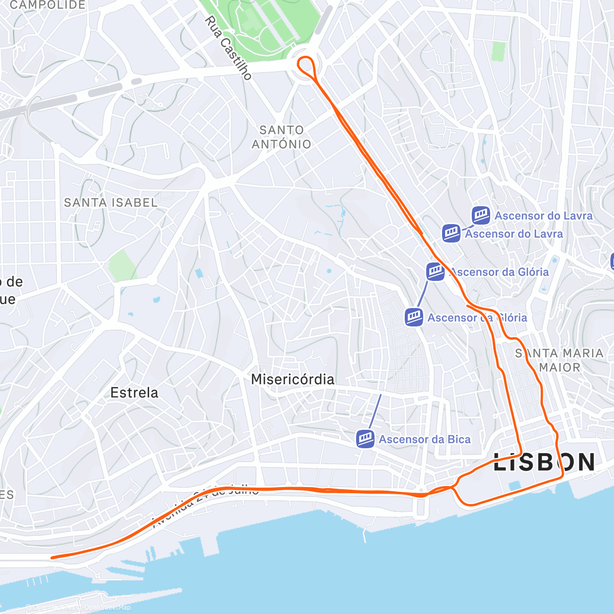 Map of the activity, São Silvestre Lisboa 2025