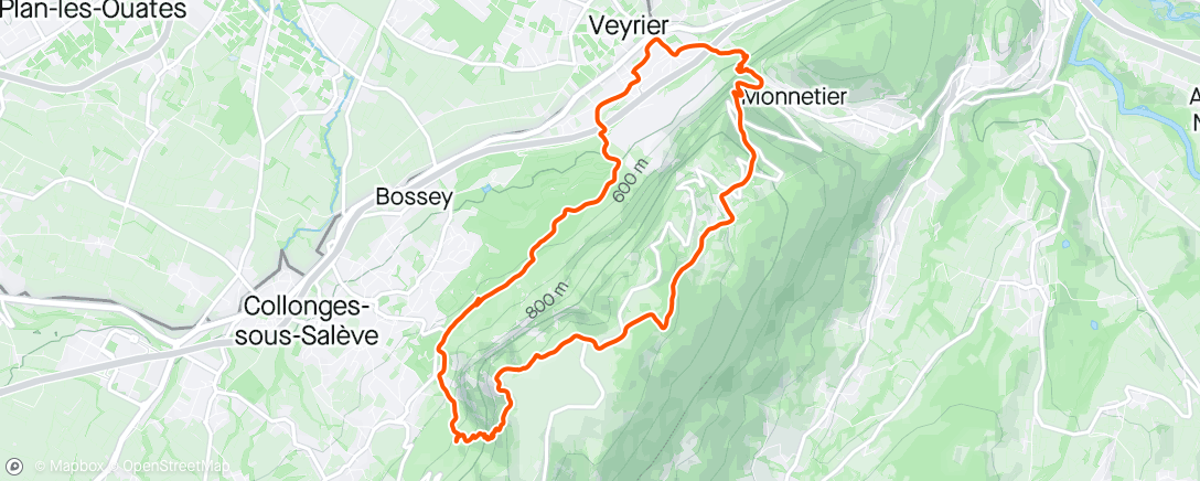アクティビティ「Trail Run - Salève 🌧️💩🪨」の地図