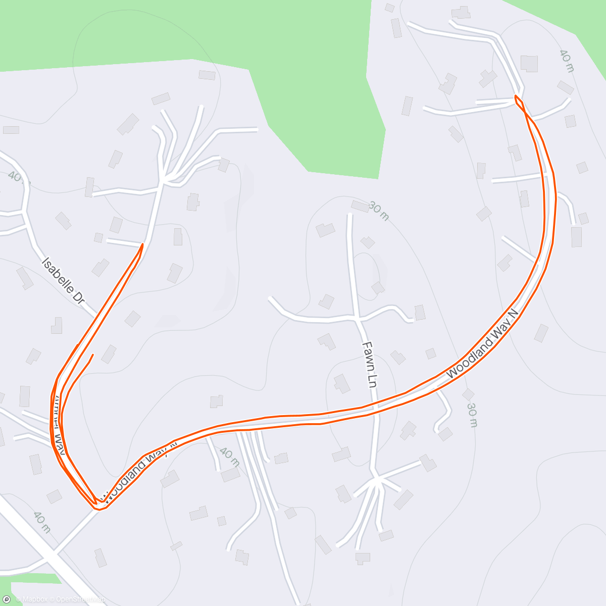 Map of the activity, Evening Run with Diamond