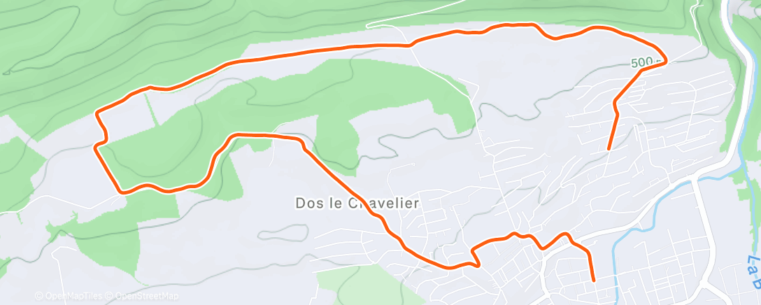 Map of the activity, Afternoon Run