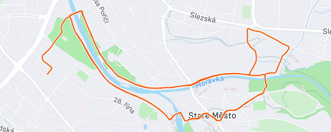 Map of the activity, Evening Run