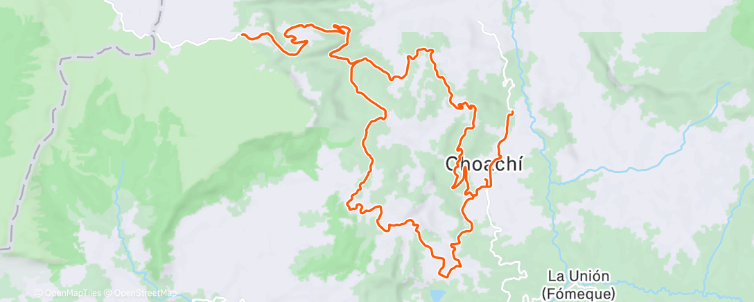 Map of the activity, Termales - Bobadillas - Villa Nueva - La virgen - Choachí