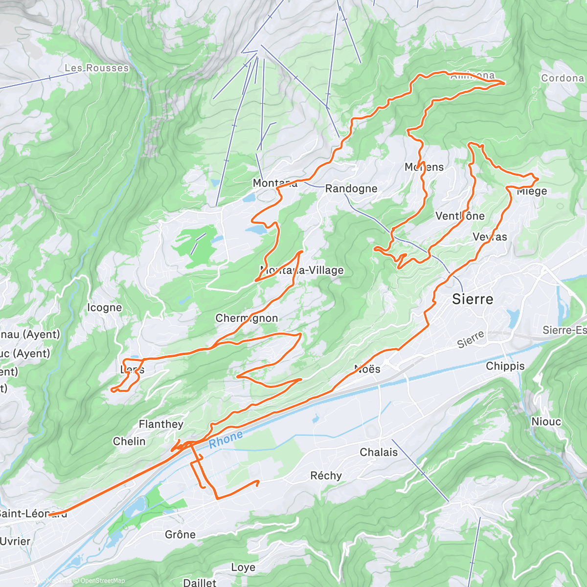 Map of the activity, Sortie avec les grands de la Cycling Academy Valais2025
