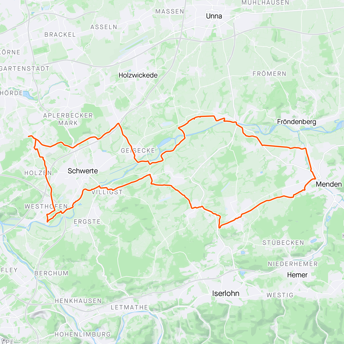 Map of the activity, Pfingsten Ride