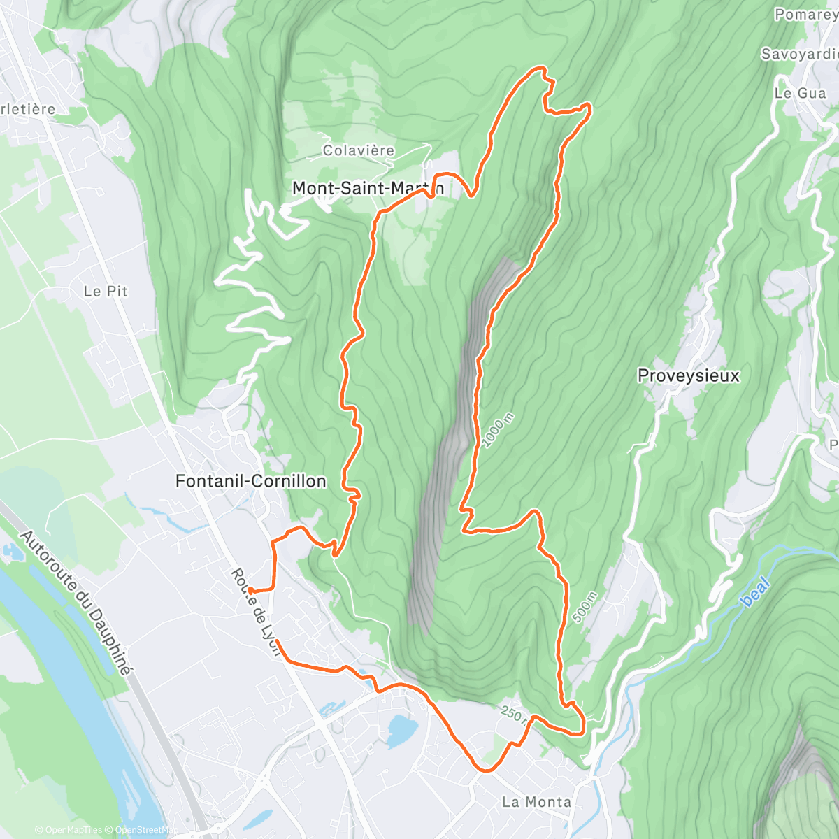 Карта физической активности (Arête du Rocher de l'Église)