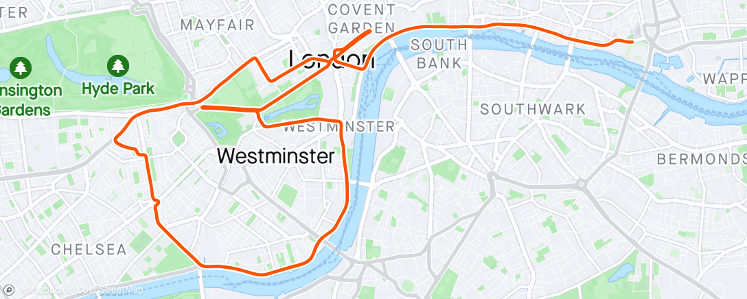 Map of the activity, Zwift - Group Ride: GXY HIGH STRATOSPHERE [2.3-2.7wkg] – CAT C (C) on Greater London Flat in London