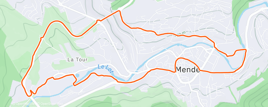 Map of the activity, Course à pied le matin