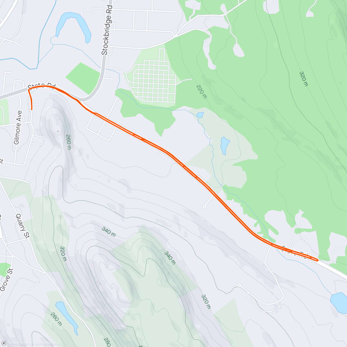 Map of the activity, three-pace workout