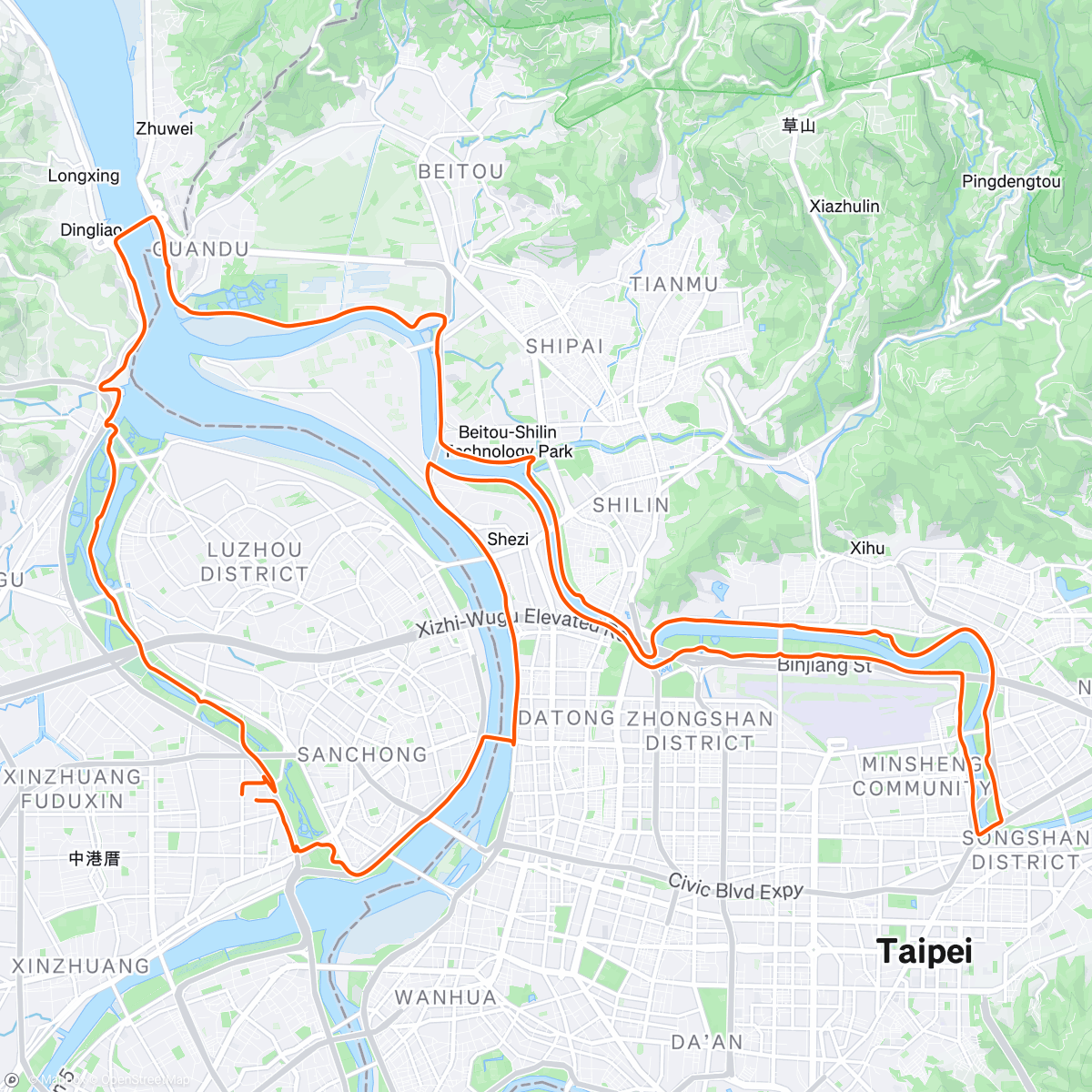 Map of the activity, Afternoon Ride