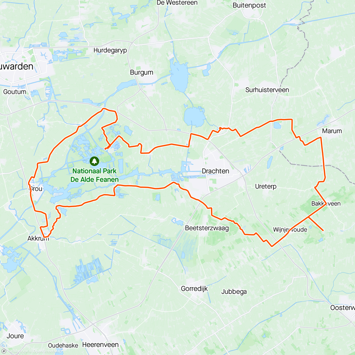 Mapa da atividade, Princenhof Toertocht