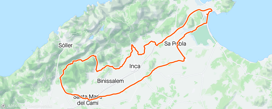 Карта физической активности (Mallorca dag 6. Orientrunden. Opp fra SMaria  og LITT utradisjonelle traseer.)