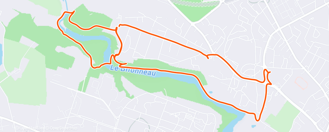 Map of the activity, Course à pied le midi