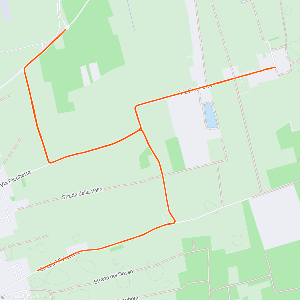 Map of the activity, 4x 3000m - 3’ walking/slow running rest